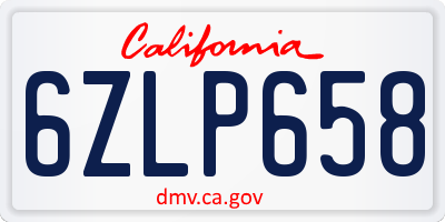 CA license plate 6ZLP658