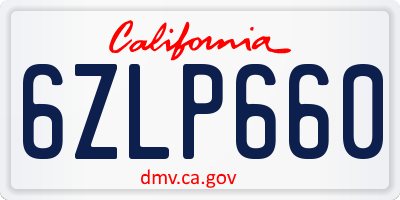 CA license plate 6ZLP660
