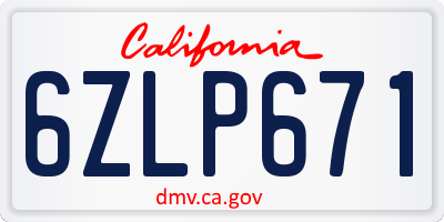 CA license plate 6ZLP671