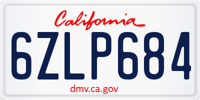 CA license plate 6ZLP684