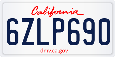 CA license plate 6ZLP690