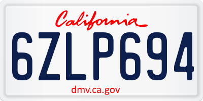 CA license plate 6ZLP694