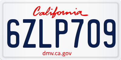CA license plate 6ZLP709