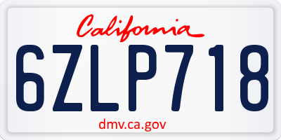 CA license plate 6ZLP718