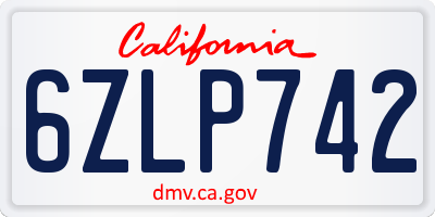 CA license plate 6ZLP742