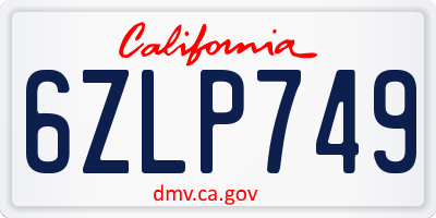 CA license plate 6ZLP749