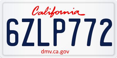 CA license plate 6ZLP772