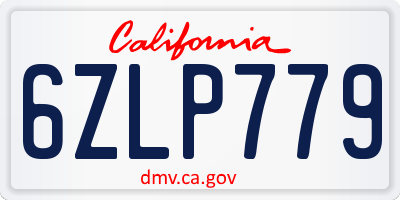CA license plate 6ZLP779