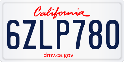 CA license plate 6ZLP780
