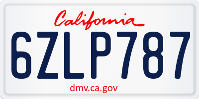 CA license plate 6ZLP787