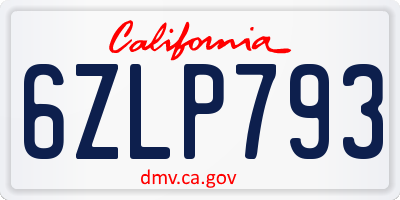 CA license plate 6ZLP793