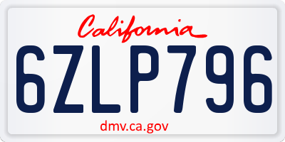 CA license plate 6ZLP796