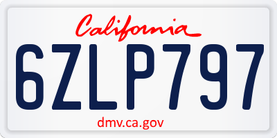 CA license plate 6ZLP797