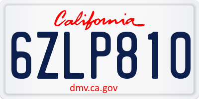 CA license plate 6ZLP810