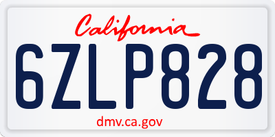 CA license plate 6ZLP828