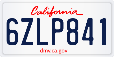 CA license plate 6ZLP841
