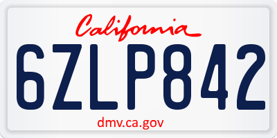 CA license plate 6ZLP842