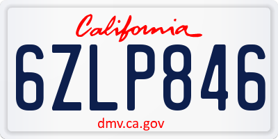 CA license plate 6ZLP846