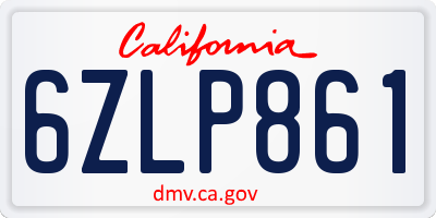 CA license plate 6ZLP861