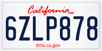 CA license plate 6ZLP878