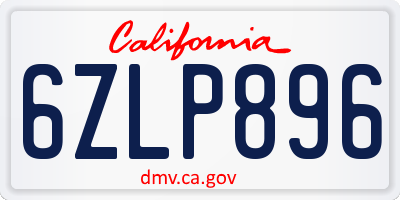CA license plate 6ZLP896