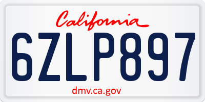 CA license plate 6ZLP897
