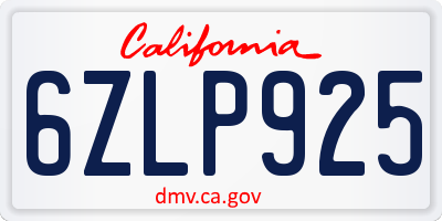 CA license plate 6ZLP925