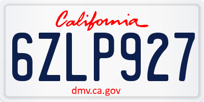 CA license plate 6ZLP927