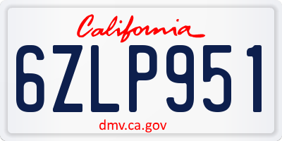 CA license plate 6ZLP951