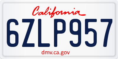 CA license plate 6ZLP957