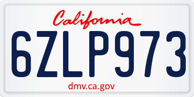 CA license plate 6ZLP973