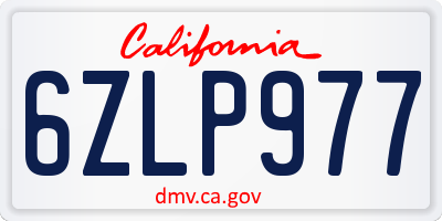 CA license plate 6ZLP977
