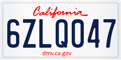 CA license plate 6ZLQ047