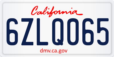 CA license plate 6ZLQ065