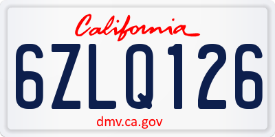 CA license plate 6ZLQ126