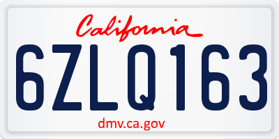 CA license plate 6ZLQ163