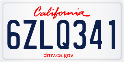 CA license plate 6ZLQ341