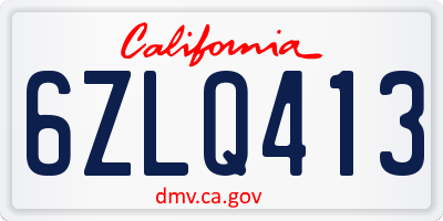 CA license plate 6ZLQ413