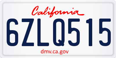 CA license plate 6ZLQ515