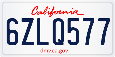 CA license plate 6ZLQ577