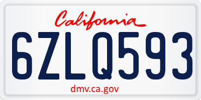 CA license plate 6ZLQ593