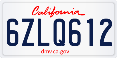 CA license plate 6ZLQ612