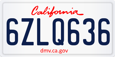 CA license plate 6ZLQ636