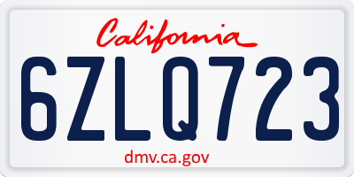 CA license plate 6ZLQ723