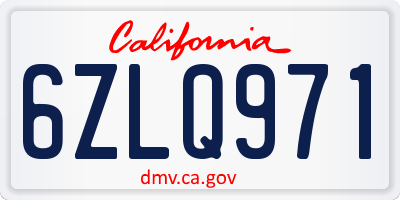 CA license plate 6ZLQ971