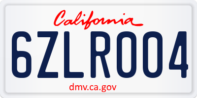 CA license plate 6ZLR004