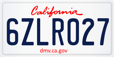 CA license plate 6ZLR027