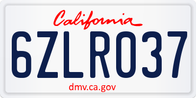 CA license plate 6ZLR037