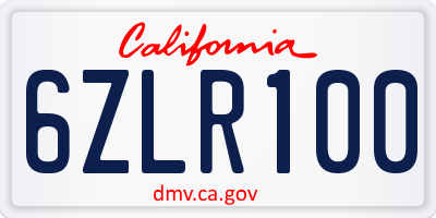 CA license plate 6ZLR100
