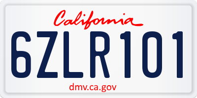 CA license plate 6ZLR101
